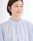 フリルネックシアースリーブブラウス【日本製】