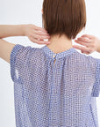 幾何プリントタックギャザーブラウス【オリジナルプリント/日本製】