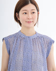 幾何プリントタックギャザーブラウス【オリジナルプリント/日本製】