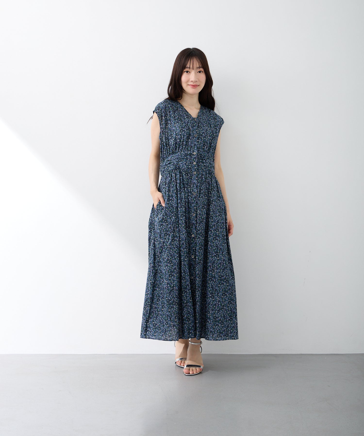 【STELLA JEAN】 ARTプリント総柄パフスリーブ ワンピース フラワープリントパフスリーブワンピ | ロングワンピース