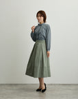グログラン裾切替タックフレアスカート【日本製】