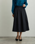 グログラン裾切替タックフレアスカート【日本製】