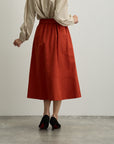 グログラン裾切替タックフレアスカート【日本製】