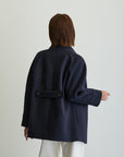スタンドカラーハーフPコート/ネイビー【日本製】
