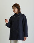 スタンドカラーハーフPコート/ネイビー【日本製】