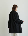 ニットカラージップアップコート/ブラック【日本製】