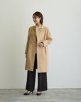 ウールカルゼスタンドカラーダブルコート/ベージュ【日本製】