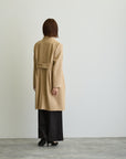 ウールカルゼスタンドカラーダブルコート/ベージュ【日本製】
