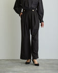 2タックワイドパンツ/ブラック【日本製】