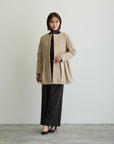ペプラムノーカラーコート/ベージュ【日本製】