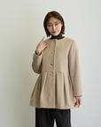 ペプラムノーカラーコート/ベージュ【日本製】