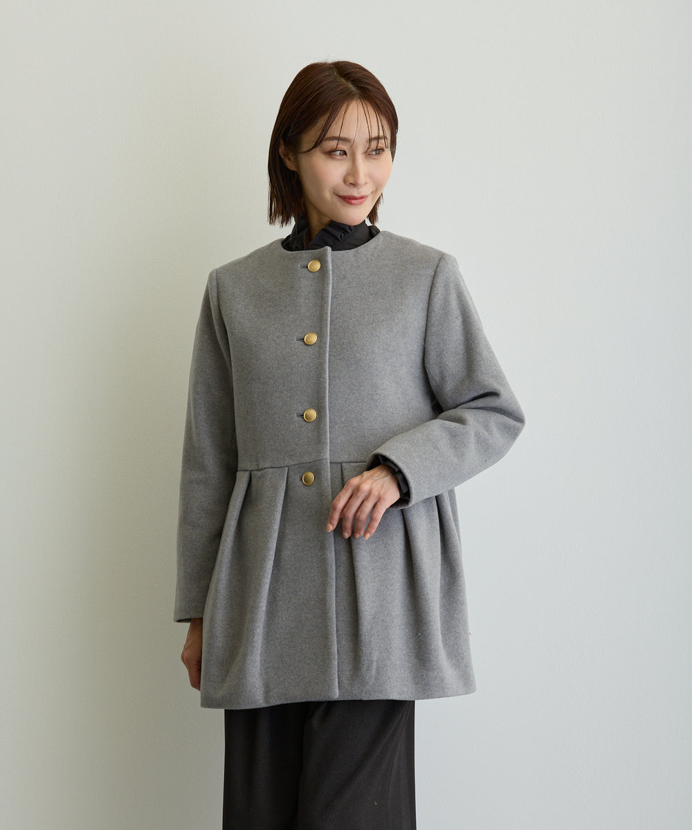 ペプラムノーカラーコート/トップグレー【日本製】 – Ifemelu