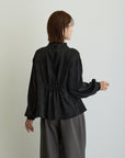 ウエストタックブラウス/ブラック【日本製】
