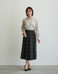 タックフレアチェックスカート/ブラックウォッチ×イエローライン【日本製】