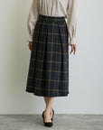 タックフレアチェックスカート/ブラックウォッチ×イエローライン【日本製】