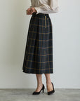 タックフレアチェックスカート/ブラックウォッチ×イエローライン【日本製】