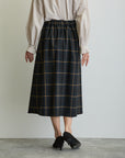 タックフレアチェックスカート/ブラックウォッチ×イエローライン【日本製】
