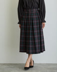 タックフレアチェックスカート/ブラックウォッチ×レッドライン【日本製】