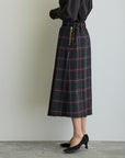タックフレアチェックスカート/ブラックウォッチ×レッドライン【日本製】