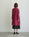 ウールカルゼスタンドカラーダブルコート/ピンク【日本製】