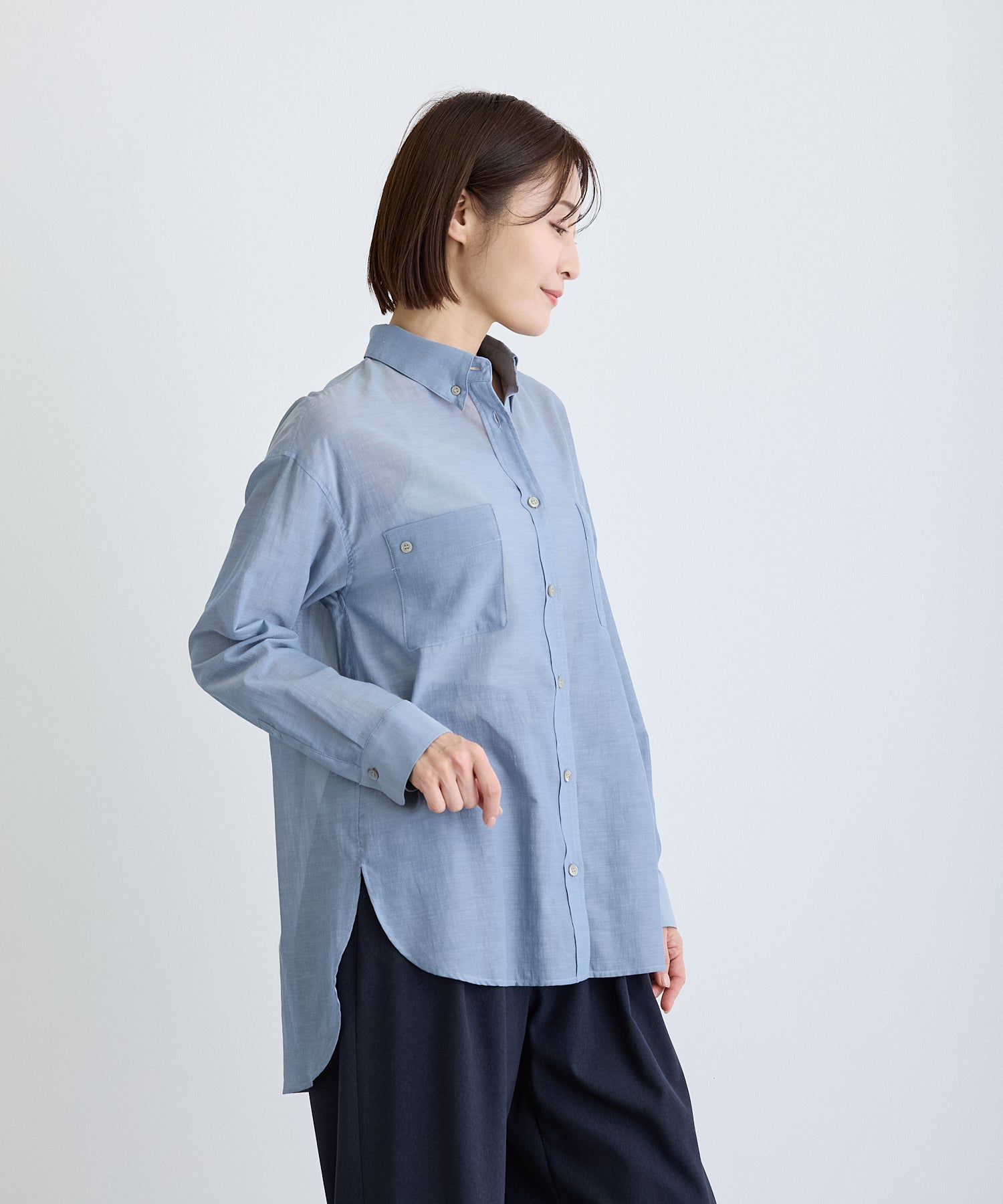 シアーシフォンオーバーサイズシャツ/ブルー【日本製】 – Ifemelu 
