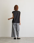 ケープ風ラッフルフレンチ袖カットソー/ブラック【日本製】