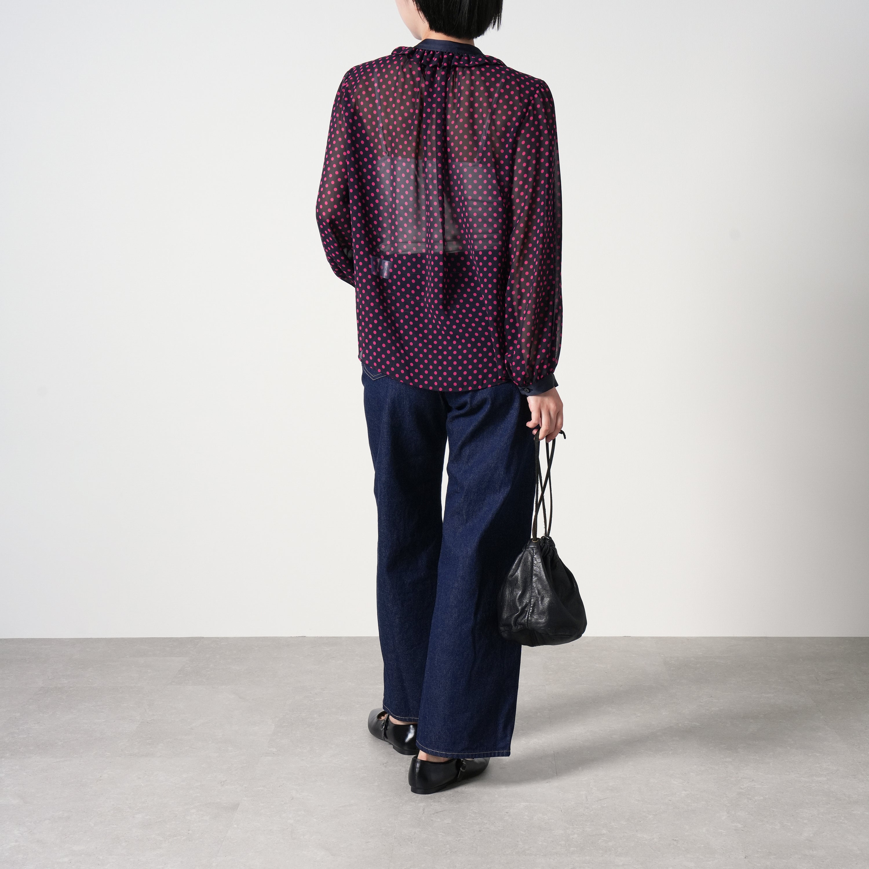 シフォンドットプリントフリルブラウス – Ifemelu