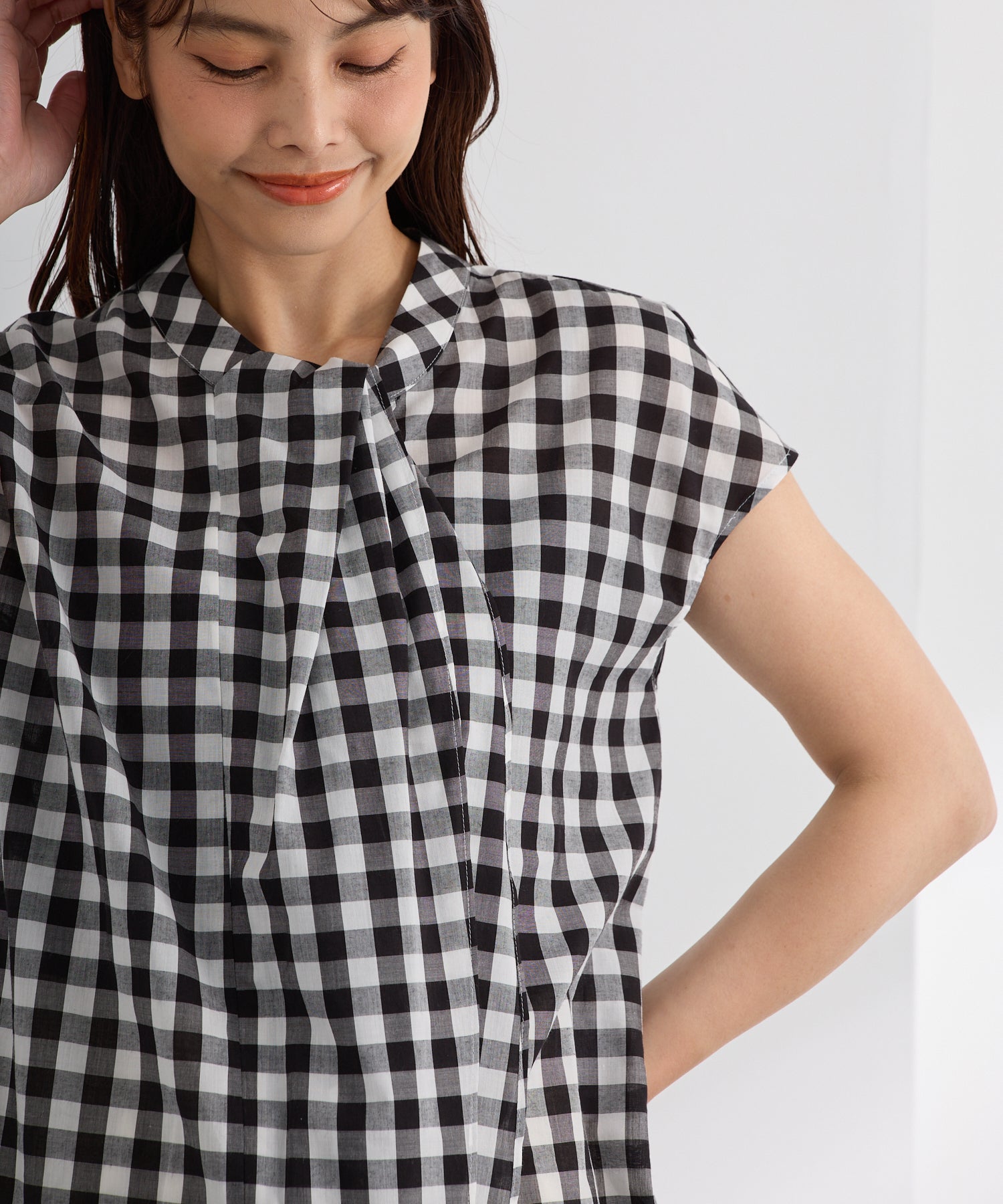 スカーフ風ギンガムチェックブラウス【日本製】 – Ifemelu