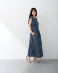 幾何柄プリントフレンチワンピース【日本製】