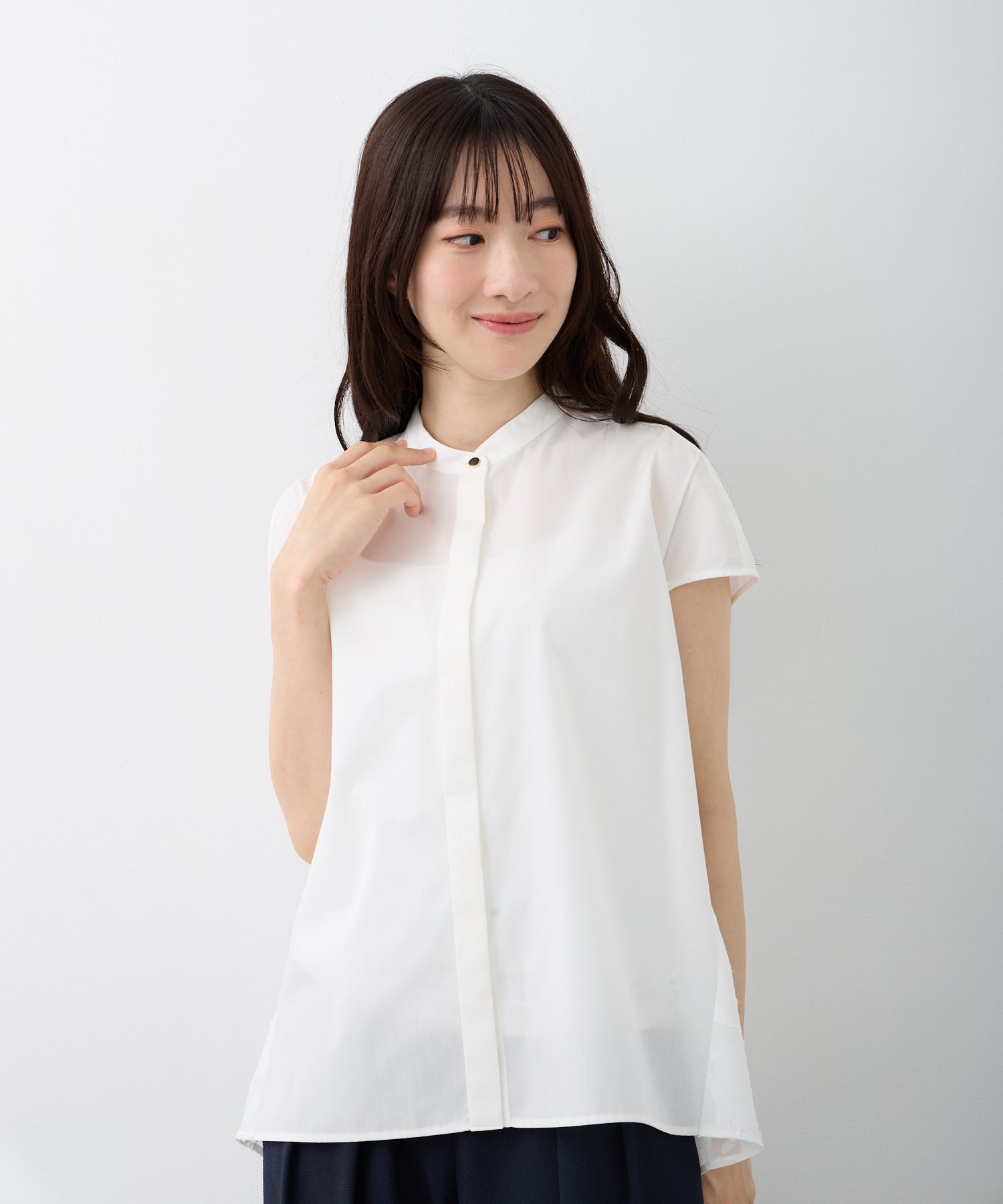 カットジャガードレイヤードブラウス【日本製】