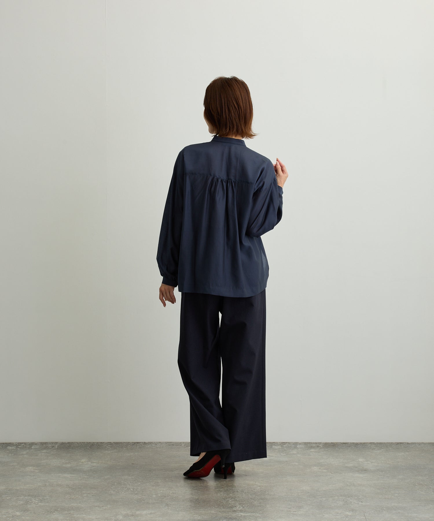 胸ポケットブルゾン風シアーシャツ【日本製】