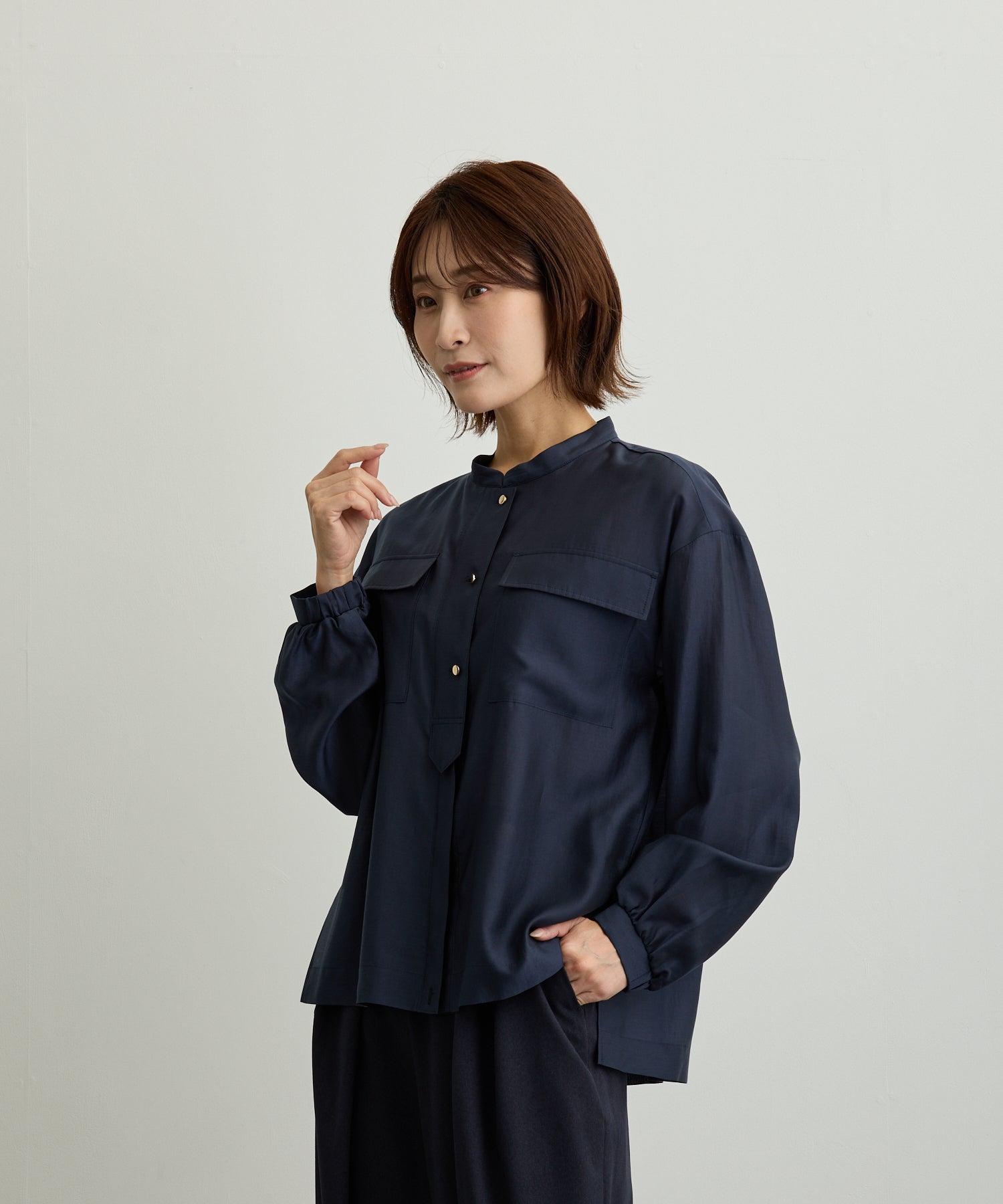 試着のみシアーコンパクトブルゾン 胸ポケットブルゾン風シアーシャツ【日本製】 – Ifemelu
