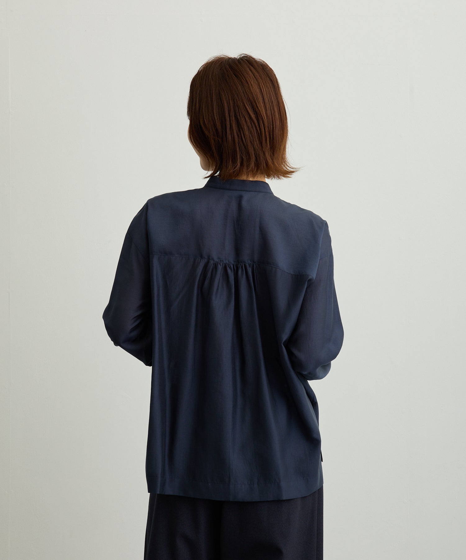 胸ポケットブルゾン風シアーシャツ【日本製】