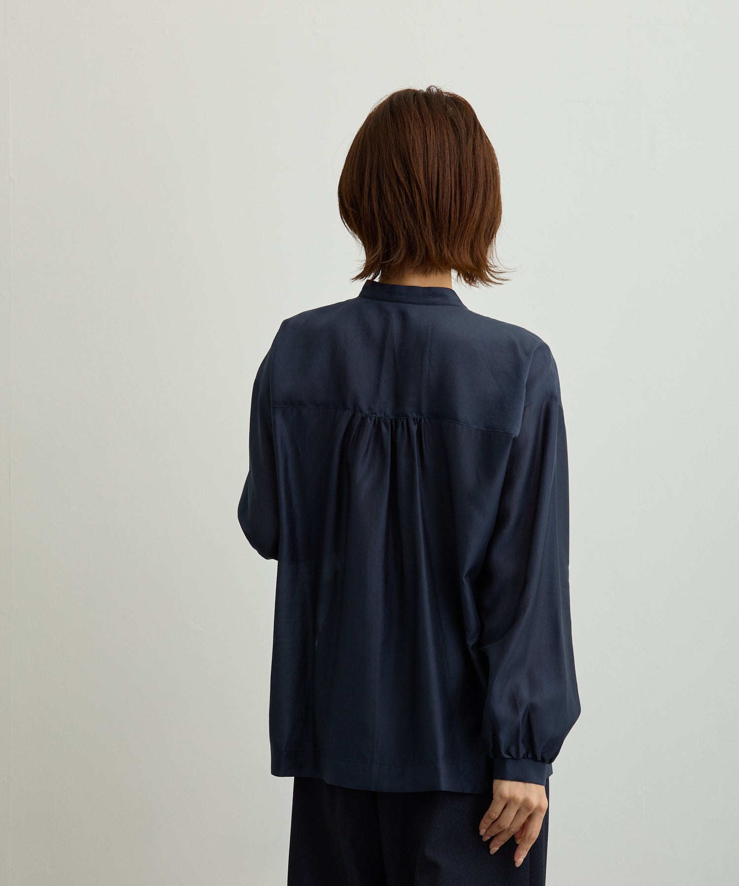 胸ポケットブルゾン風シアーシャツ【日本製】