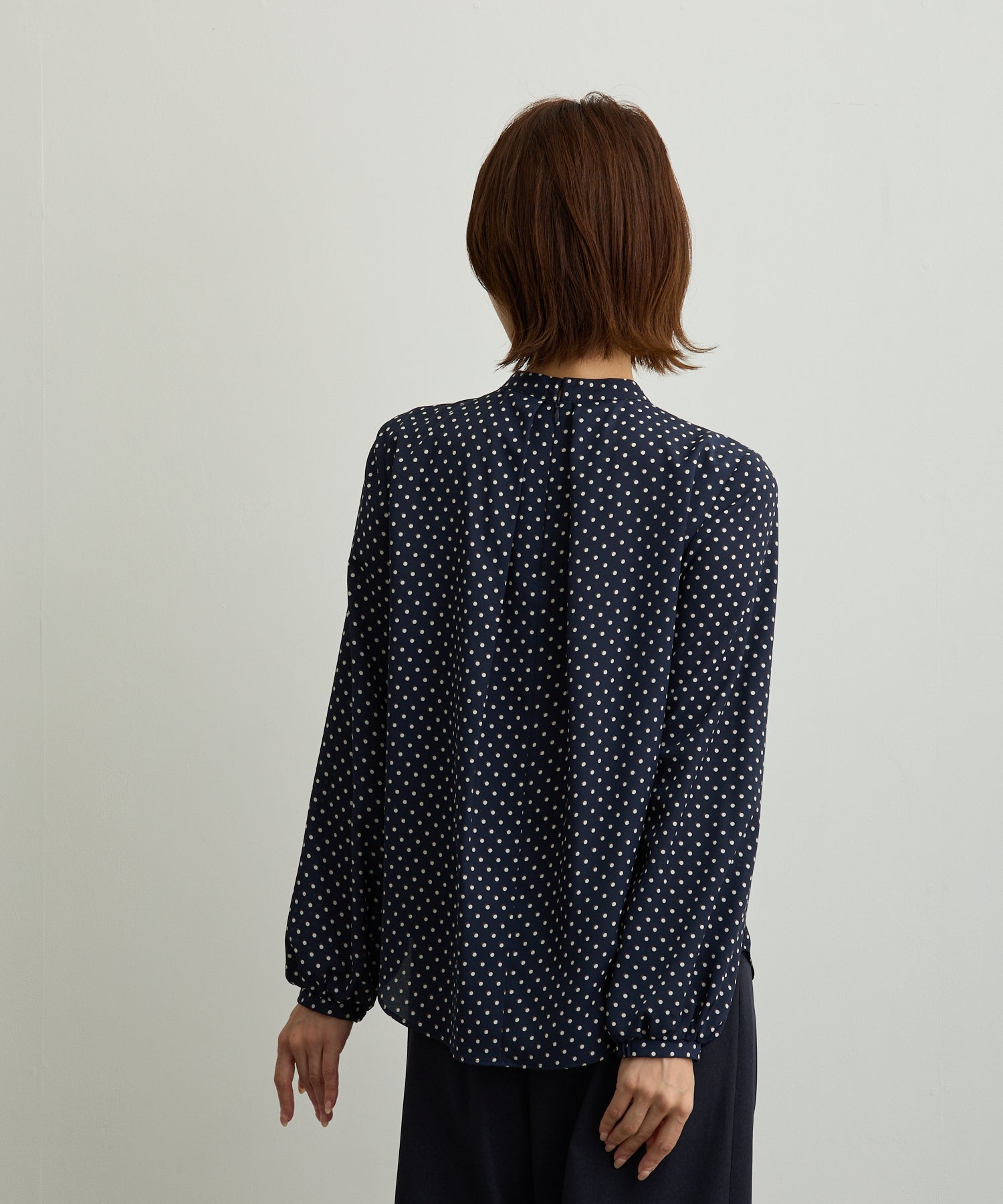 タックギャザードットプリントブラウス【日本製】