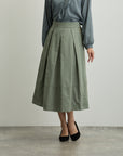グログラン裾切替タックフレアスカート【日本製】