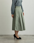 グログラン裾切替タックフレアスカート【日本製】