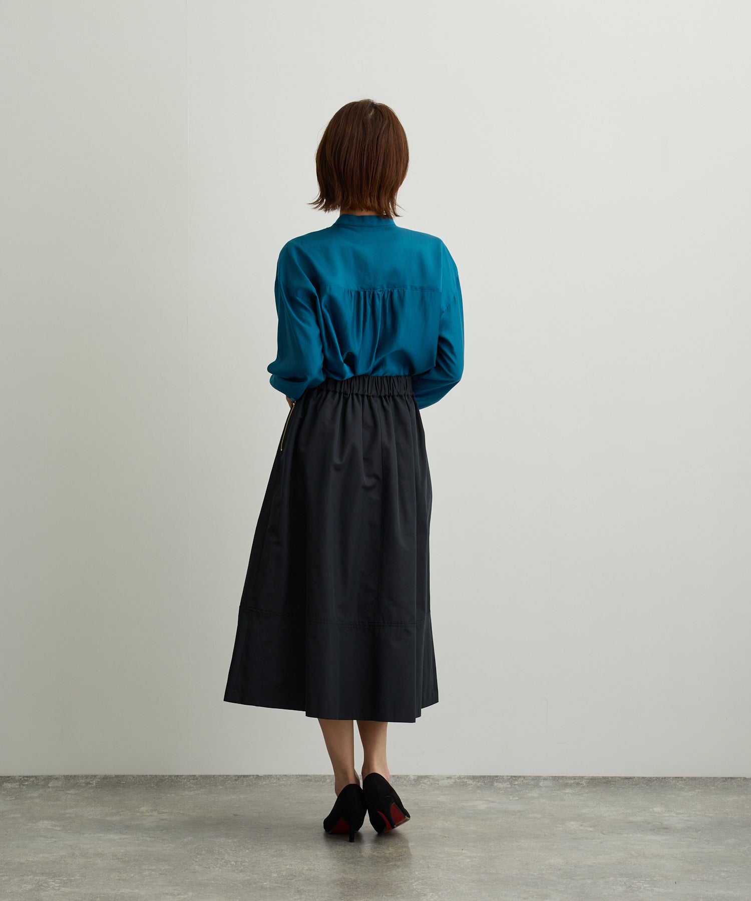 胸ポケットブルゾン風シアーシャツ【日本製】