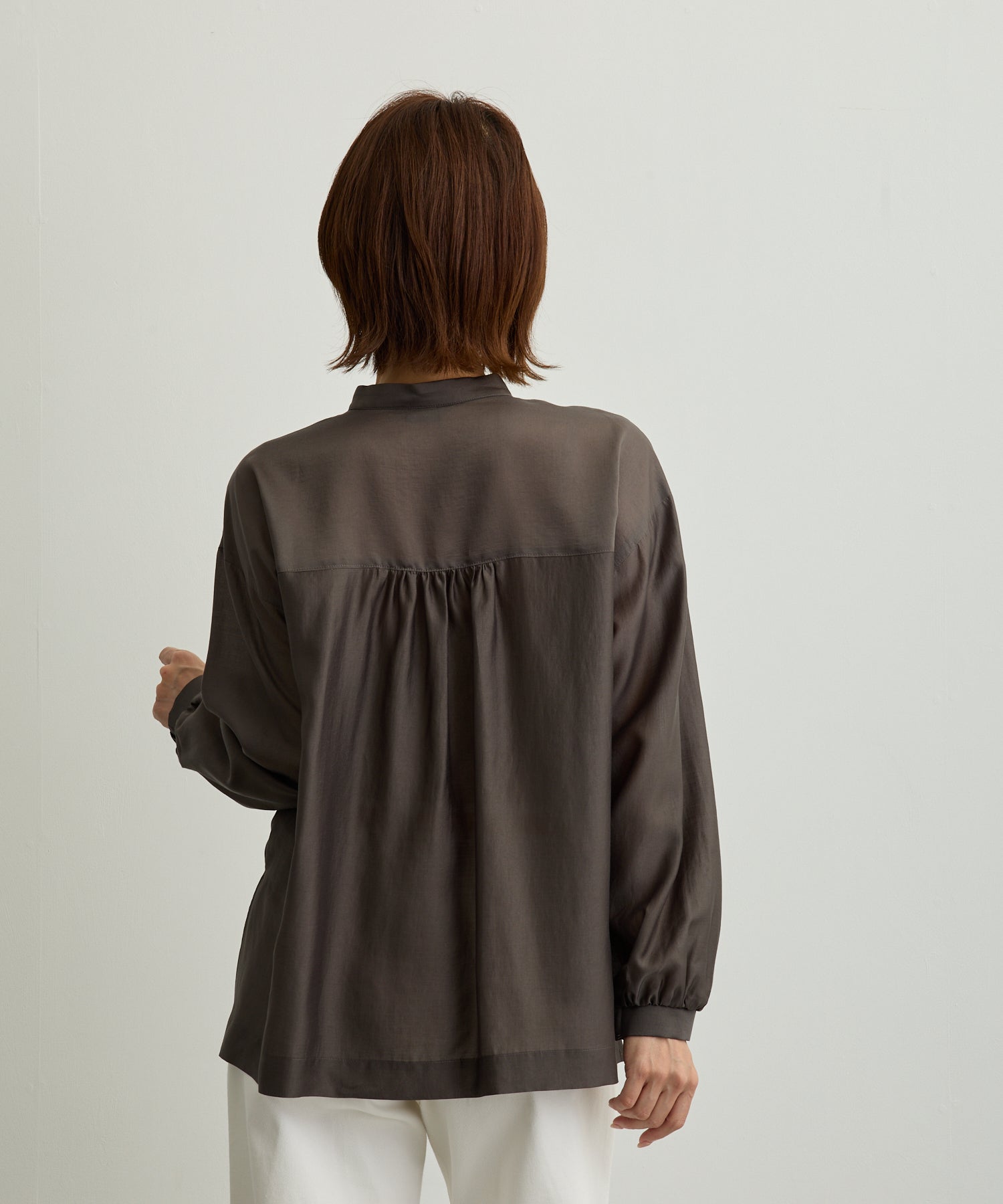 胸ポケットブルゾン風シアーシャツ【日本製】