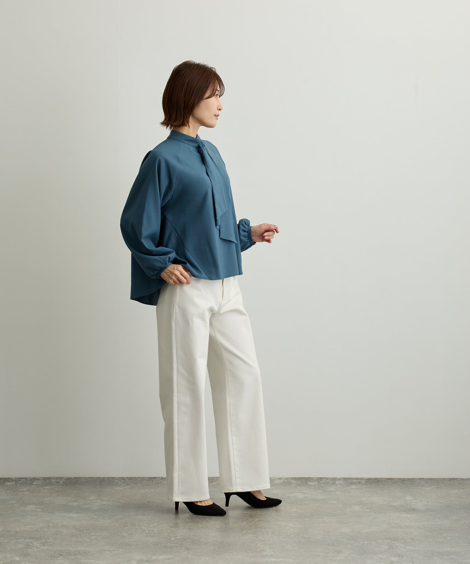 ラグランスリーブスカーフタイブラウス【日本製】