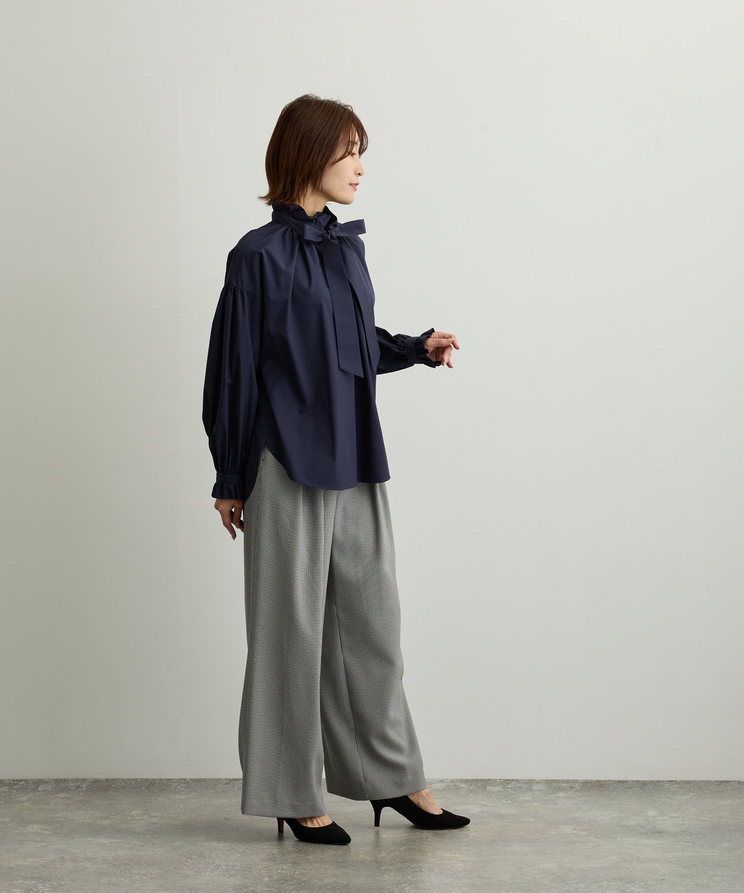 ウエストタブツイルワイドパンツ【日本製】