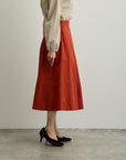 グログラン裾切替タックフレアスカート【日本製】
