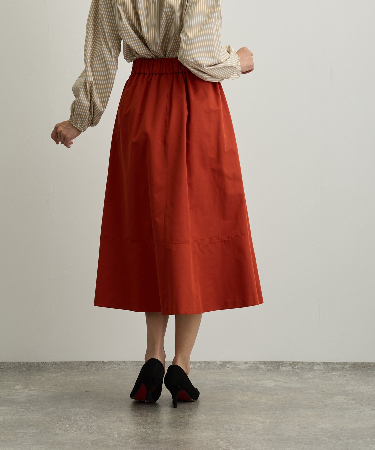 グログラン裾切替タックフレアスカート【日本製】