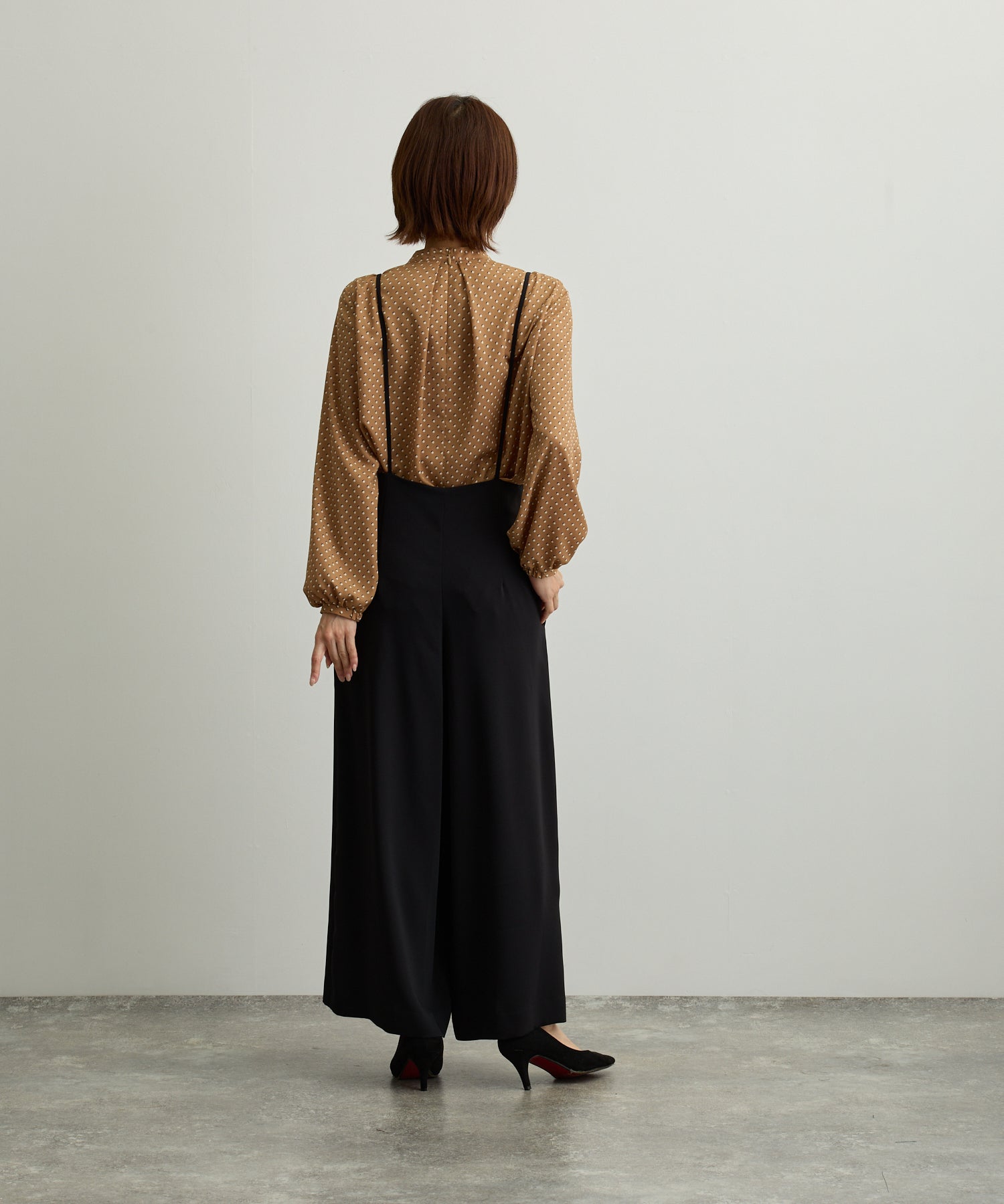 タックギャザードットプリントブラウス【日本製】