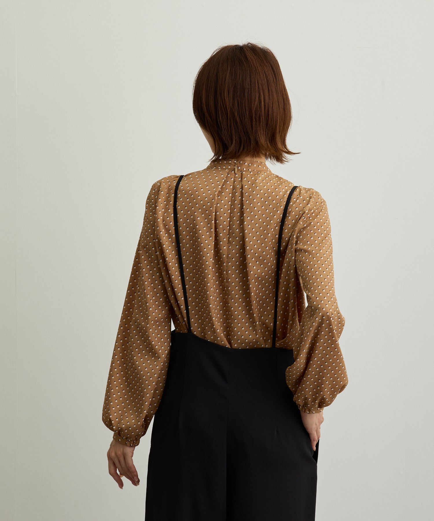 タックギャザードットプリントブラウス【日本製】