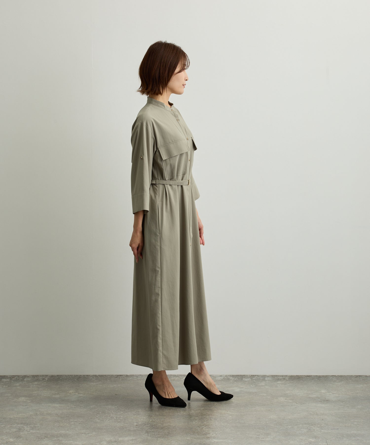 フラップポケットシャツワンピース【日本製】