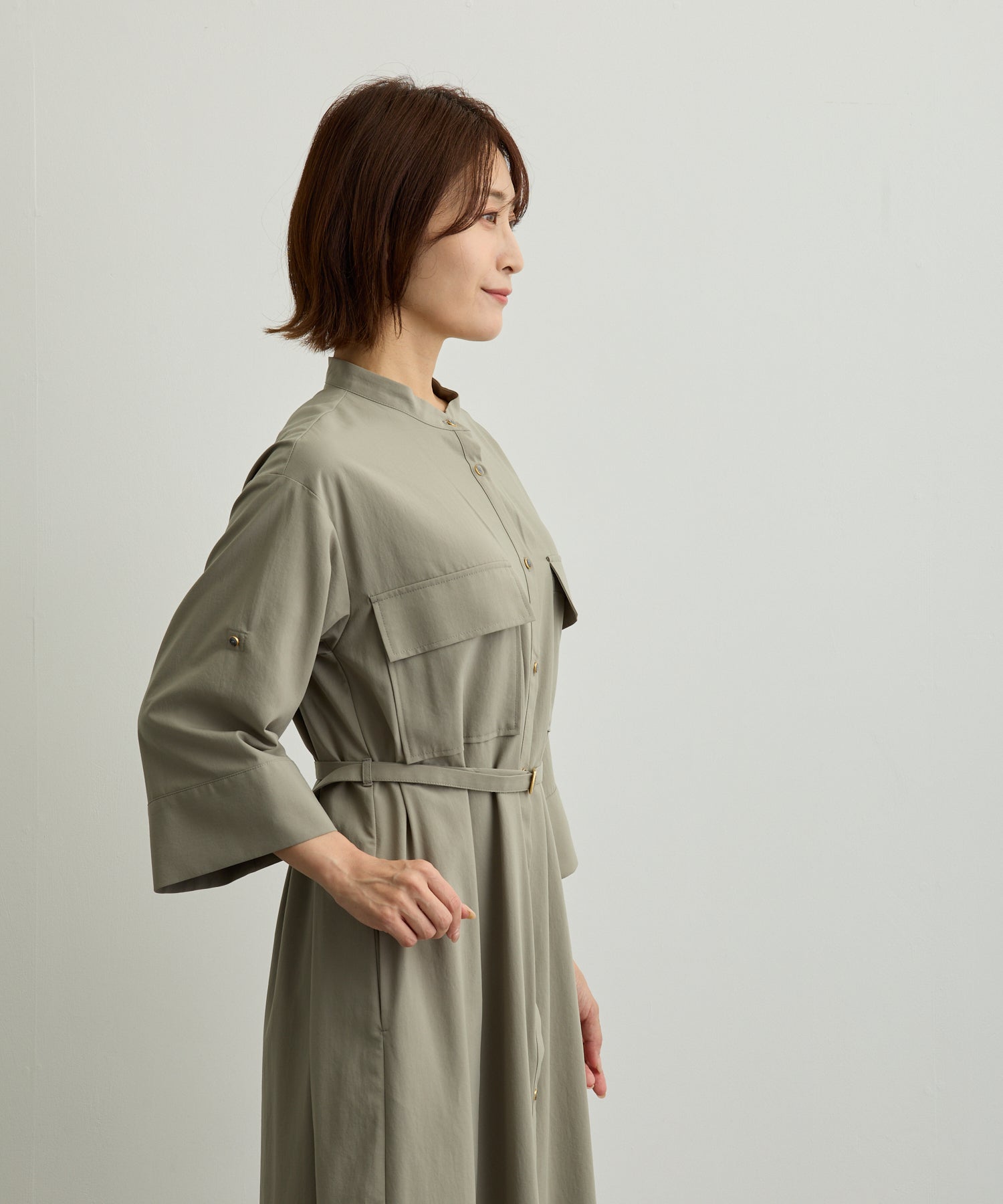 フラップポケットシャツワンピース【日本製】