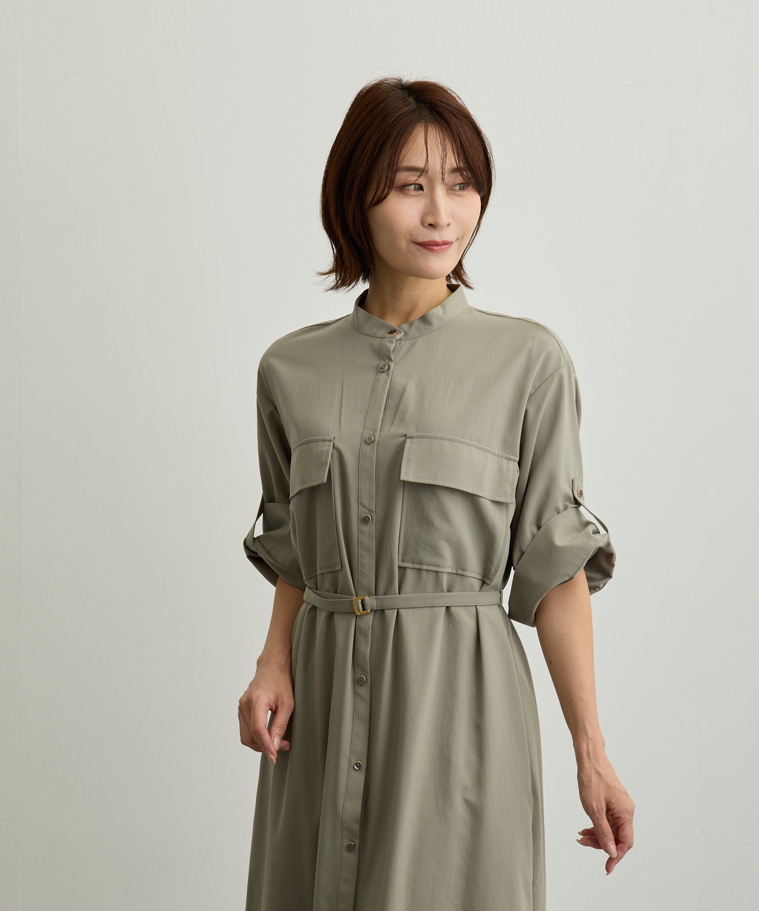 フラップポケットシャツワンピース【日本製】
