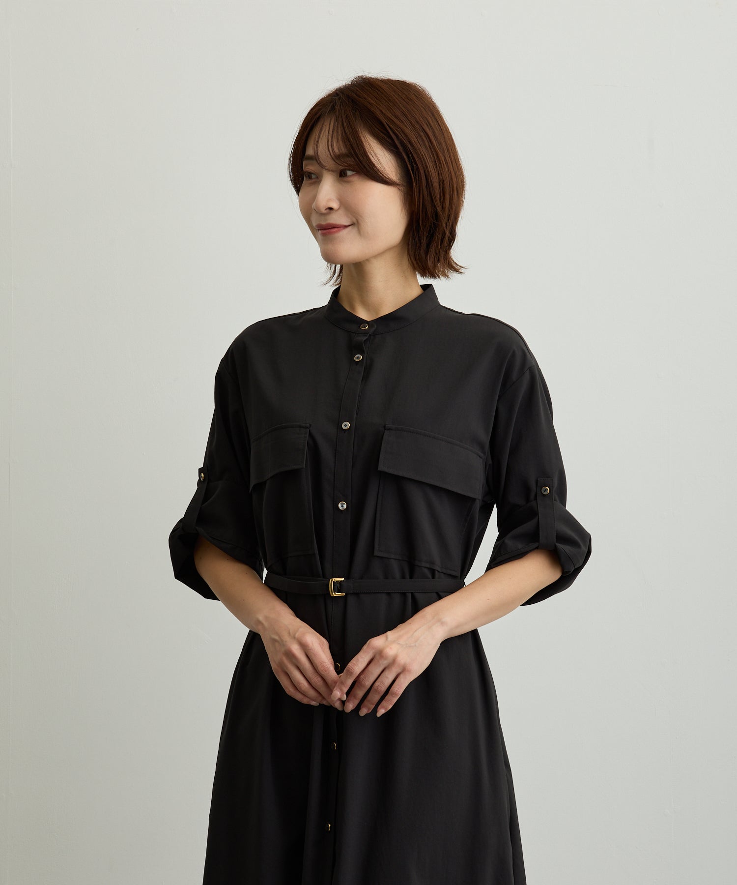 フラップポケットシャツワンピース【日本製】