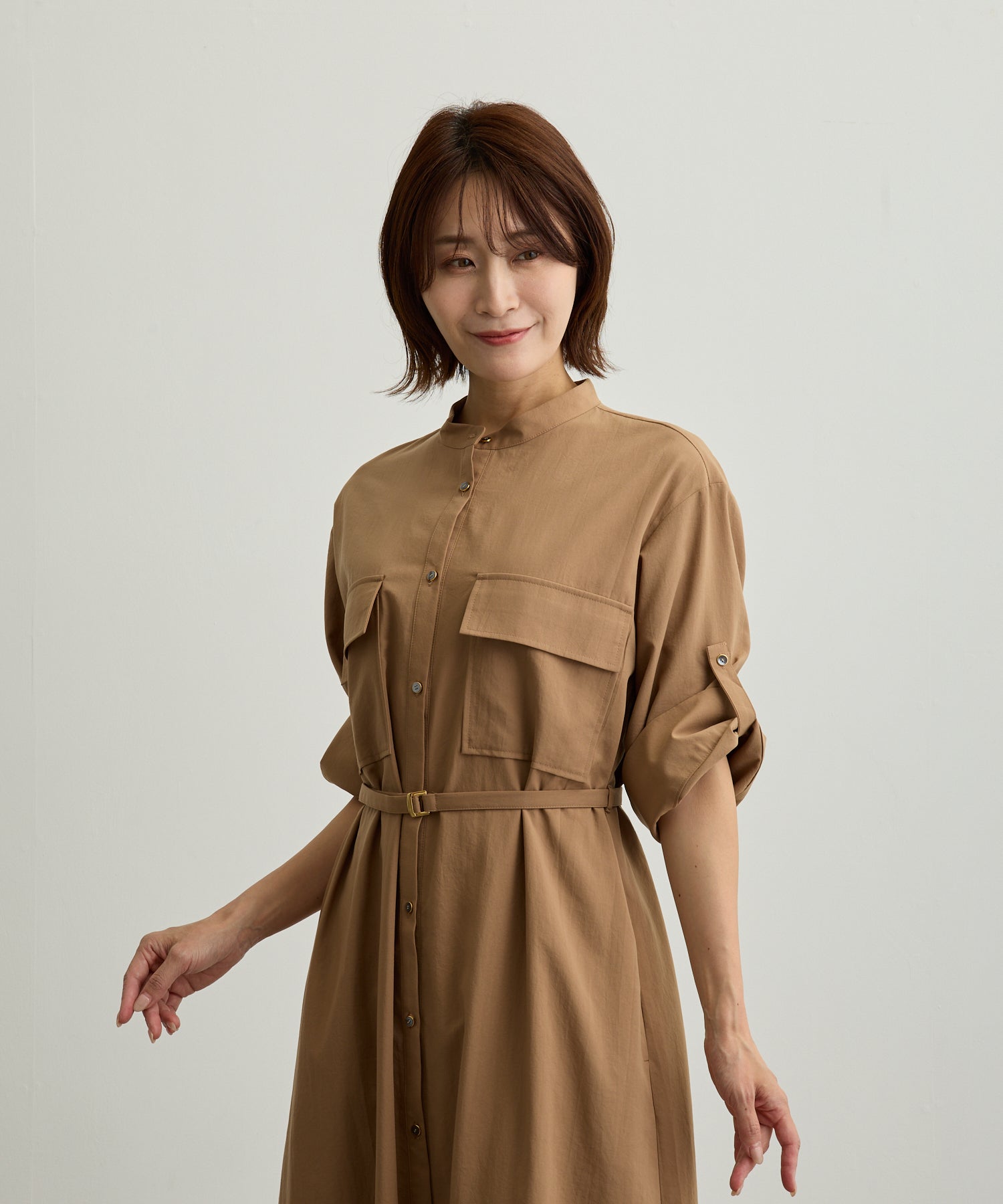 フラップポケットシャツワンピース【日本製】